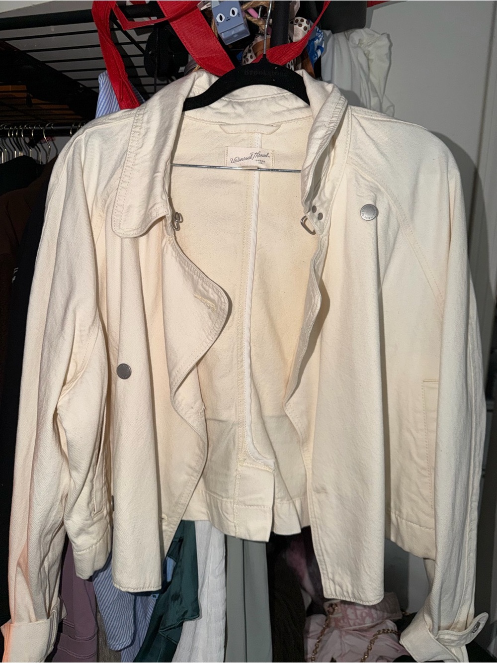 Women’s Cropped Cream Double-Breasted Trench Jacket
